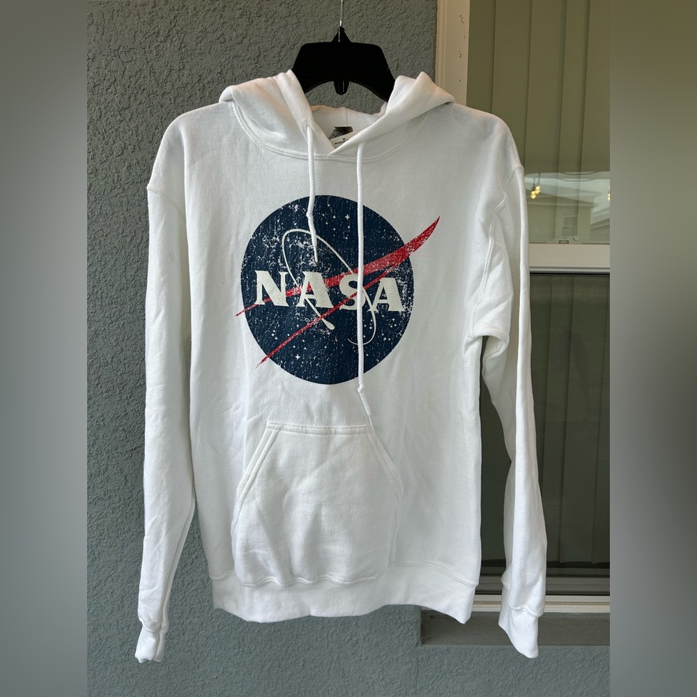 Unisex NASA Distressed Logo Cotton Blend Pullover Hoodie Size Small NEW